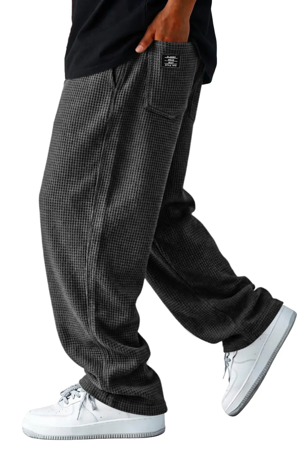 Textured Knit Seamed Detail Relaxed Trousers