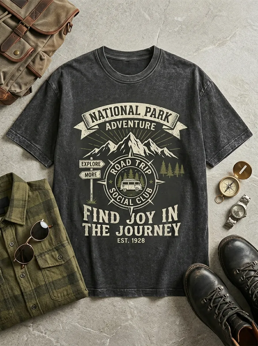 Unisex National Park Adventure Road Trip Printed T-shirt