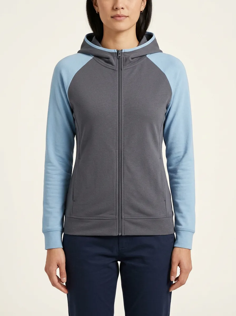 Women's Raglan Colorblock Full-Zip Side-Pocket Hoodie