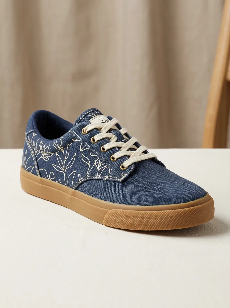 Relaxed Floral Botanical Street Look Men's Canvas Shoes