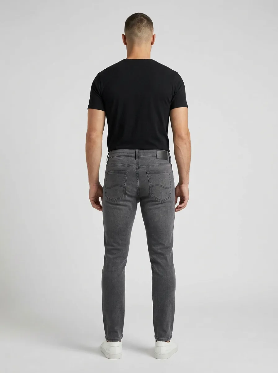 Men's Casual Daily Wear Grey Slim Fit Stretch Jeans