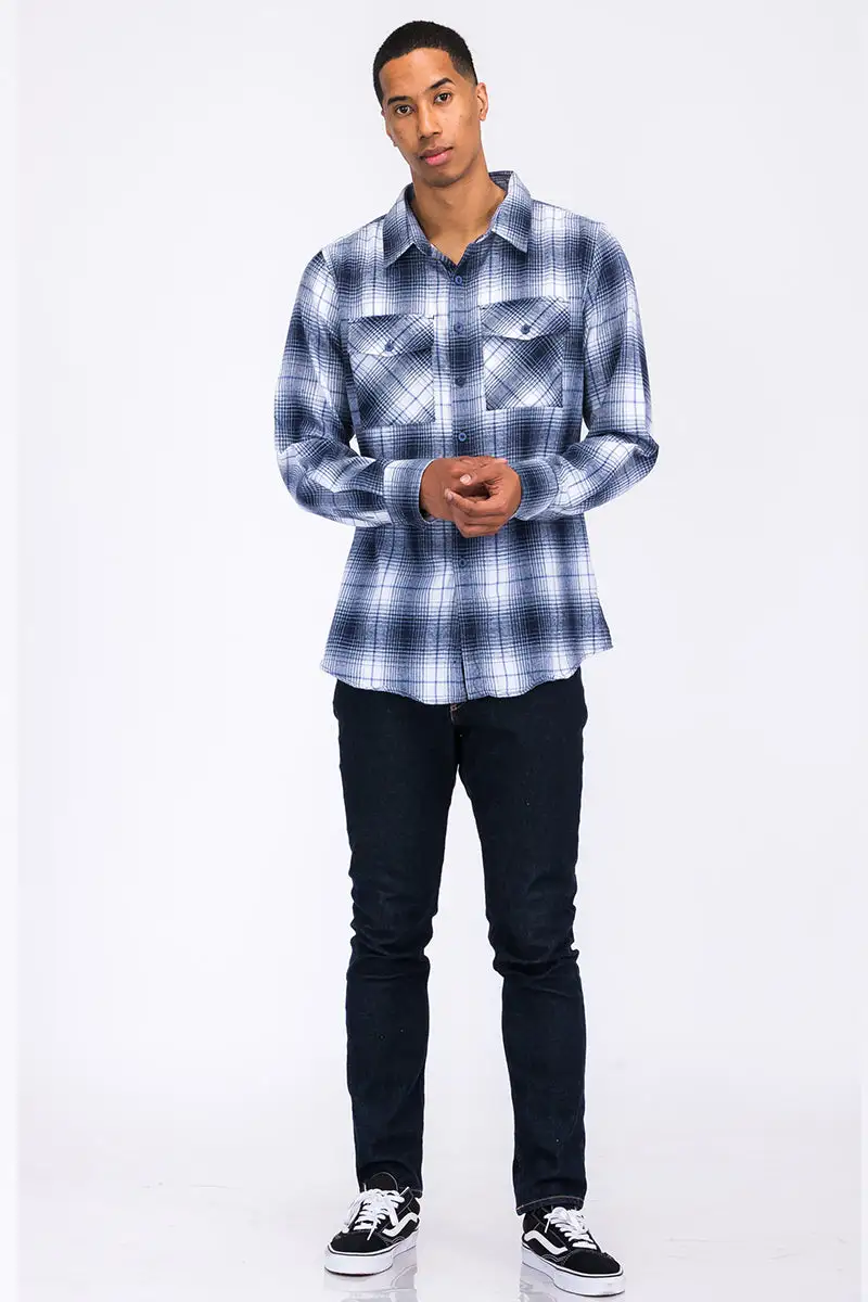 Brown Green Brushed Flannel Shirt
