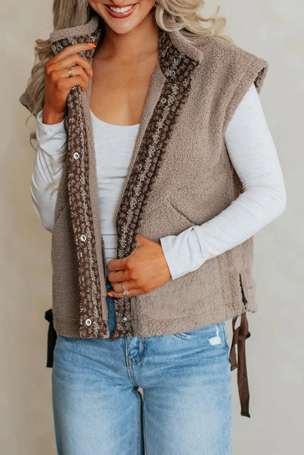 Side Bow Sherpa Fleece Vest