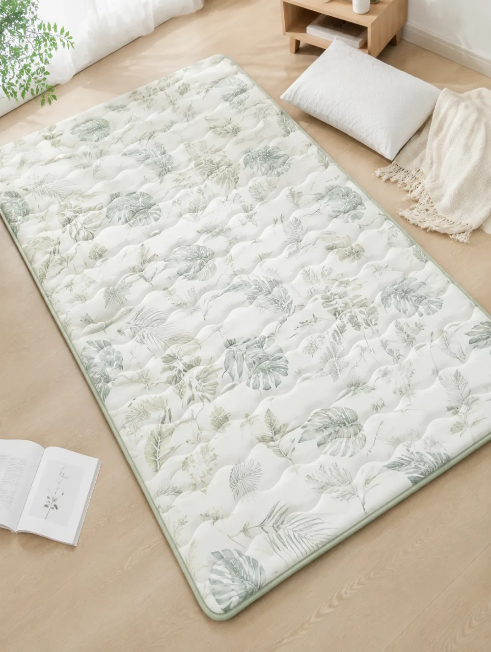 Tropical Botanical Leaf Print Cooling Mat