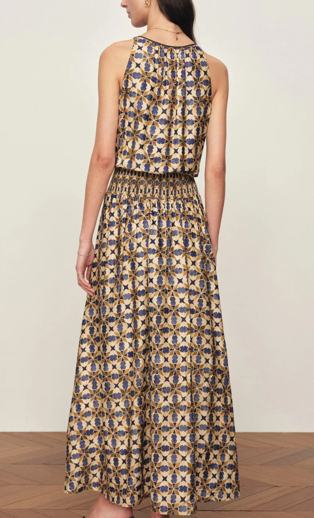 Sleeveless Silk Blend Maxi Dress