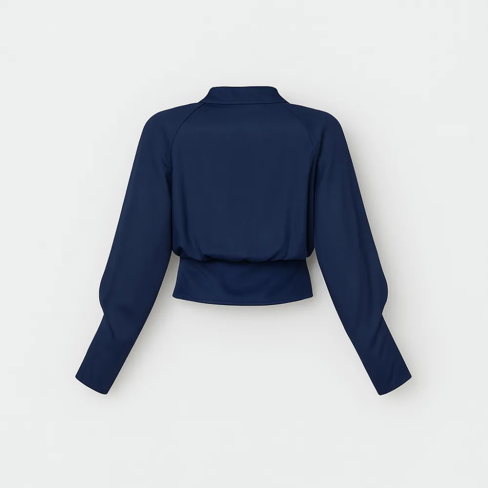  Puff Sleeve Wrap Blouse