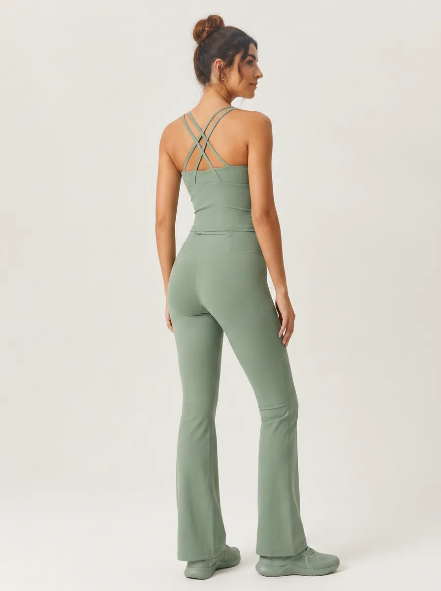 Women's Yoga Fitness Crisscross Back Flare Legging Set