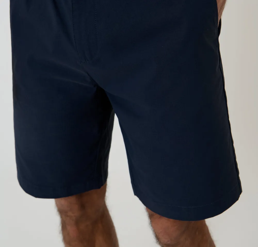 Navy Regular-Fit Elastic-Waist Stretch Twill Shorts