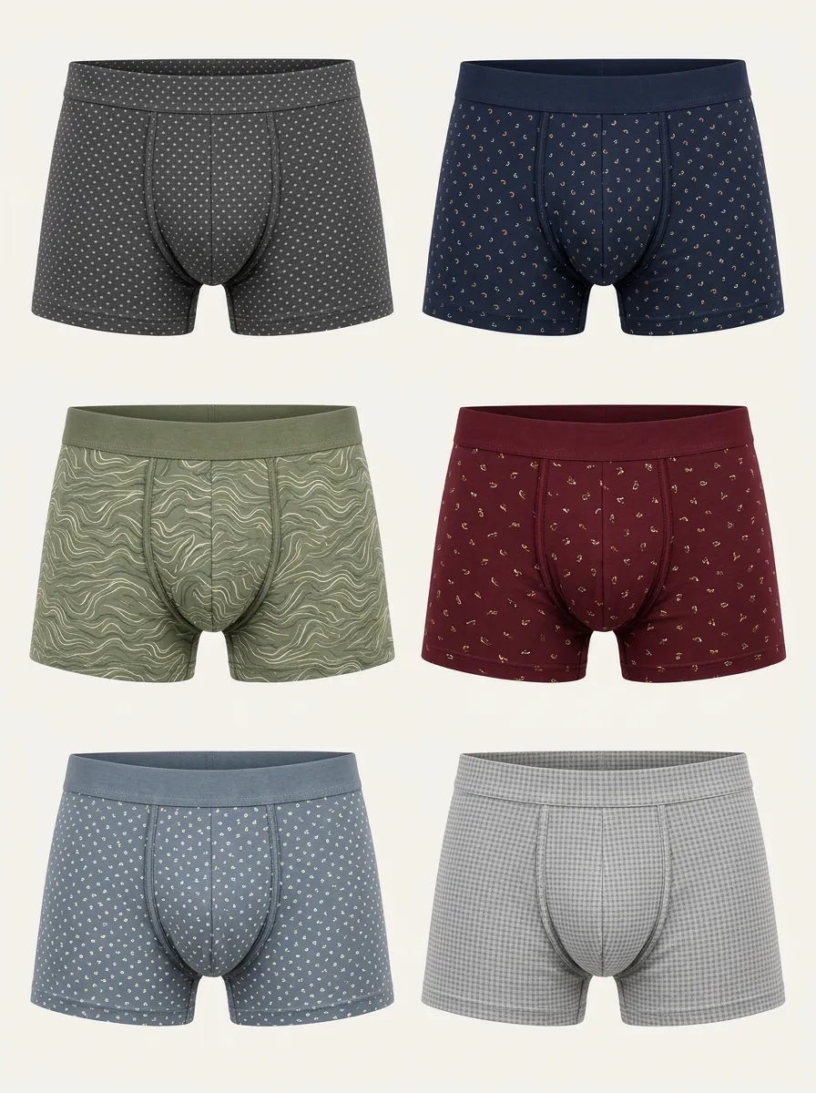 Men's Geometric Wave Boxer Briefs 6-Pack