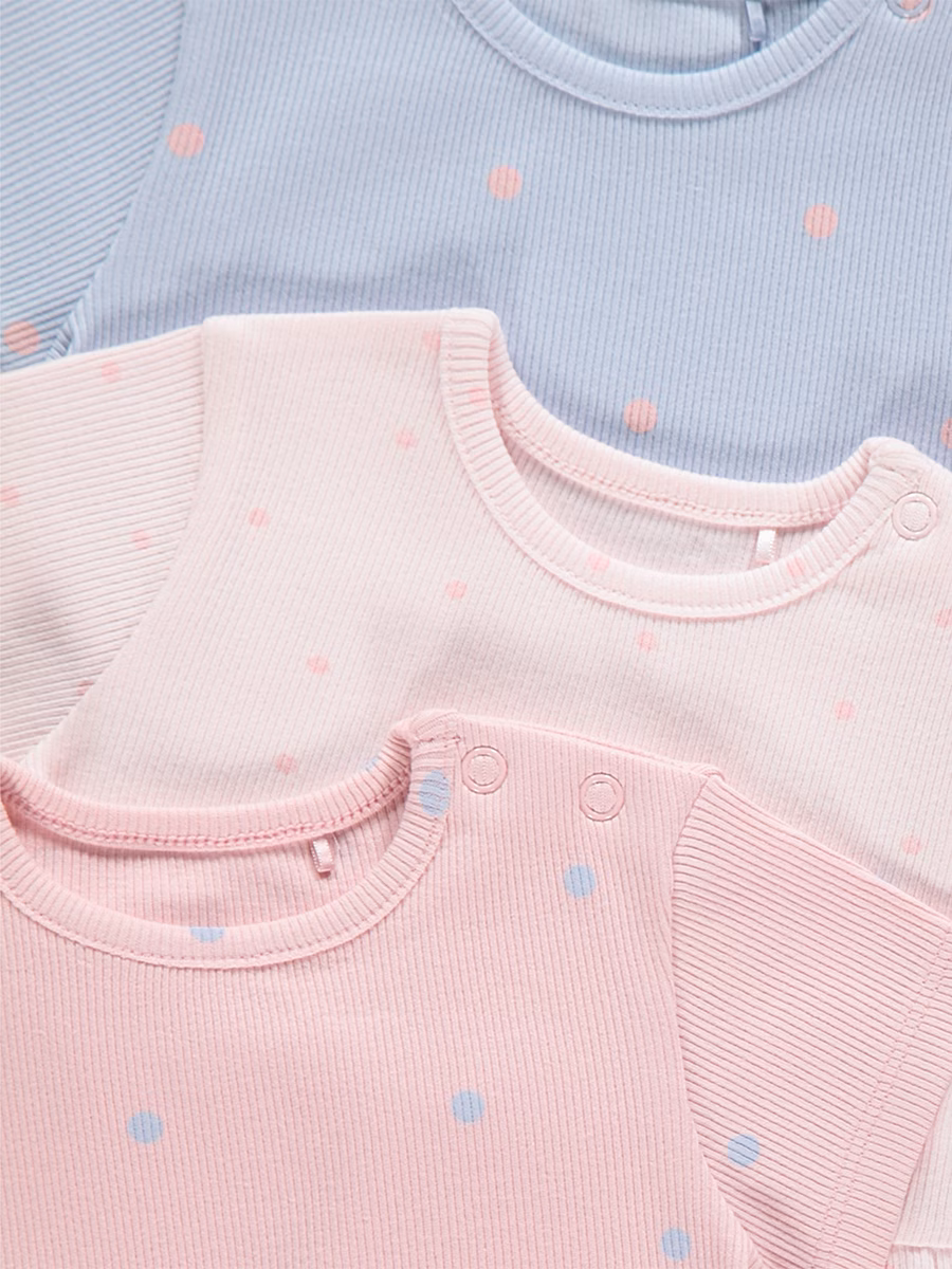 Pastel Polka Dot Ribbed Tops 3 Pack detail 1