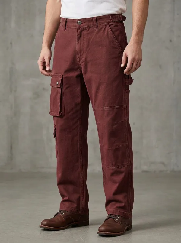 Men's Olive Green Multi-Pocket Utility Reinforced Knee Cargo Pants