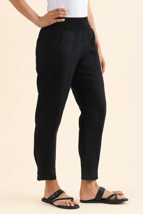 Slim Pants With Mid Rise And Elastic Waist