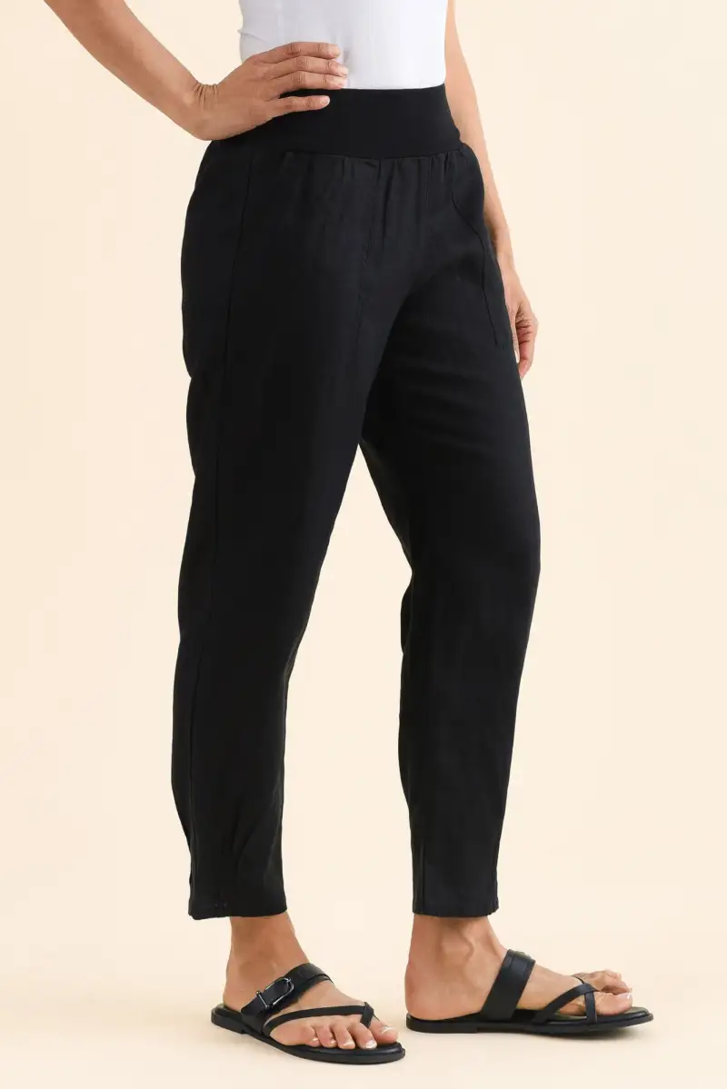 Slim Pants With Mid Rise And Elastic Waist