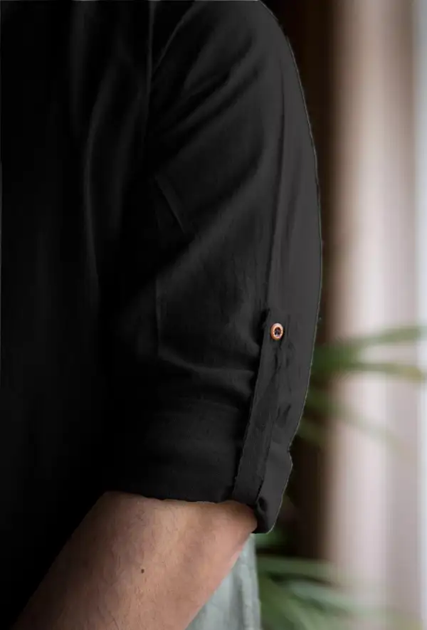 Mandarin Collar Grandad Collar Long Sleeve Casual Shirt