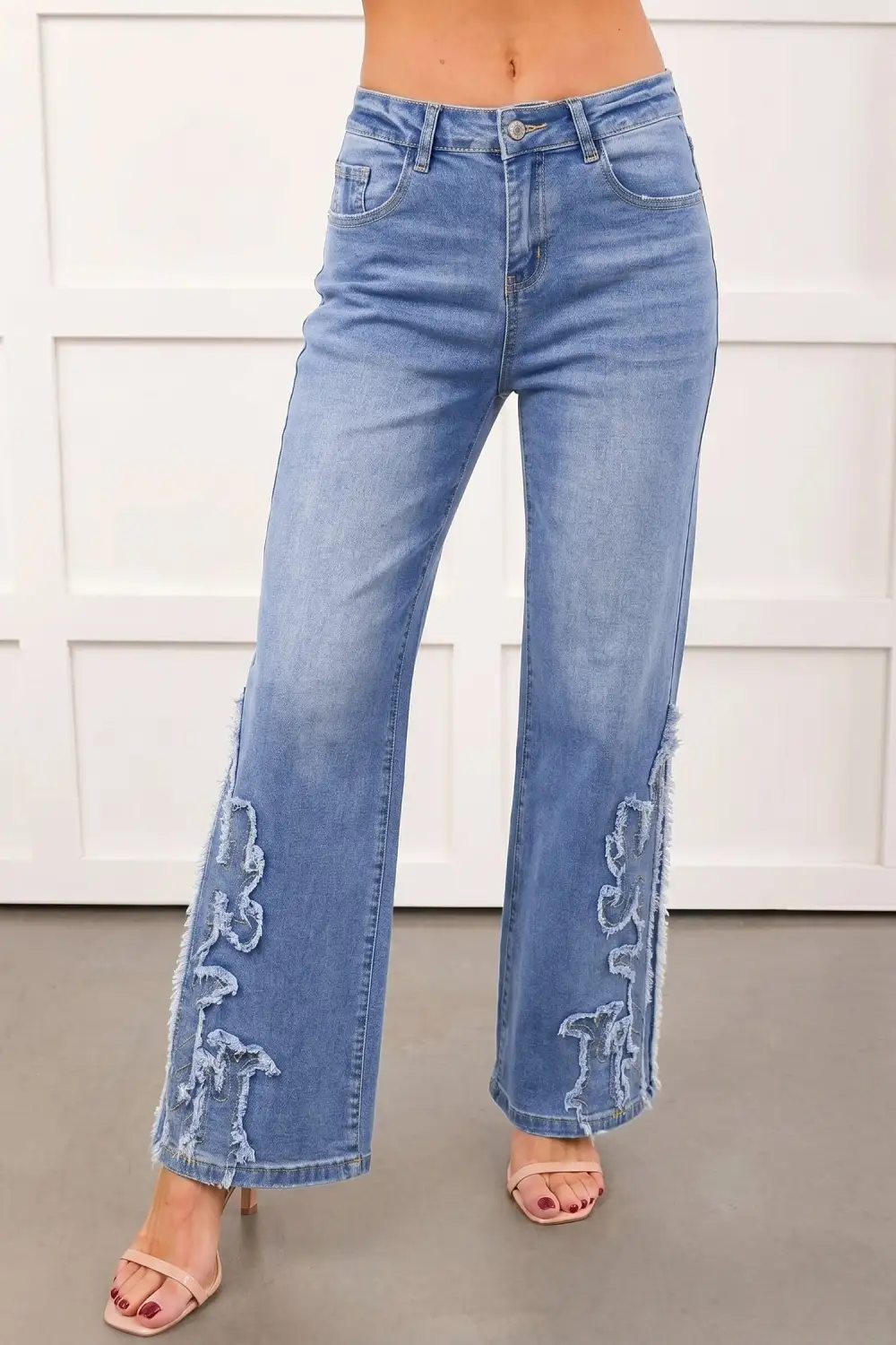 Embroidered Flared Casual Jeans