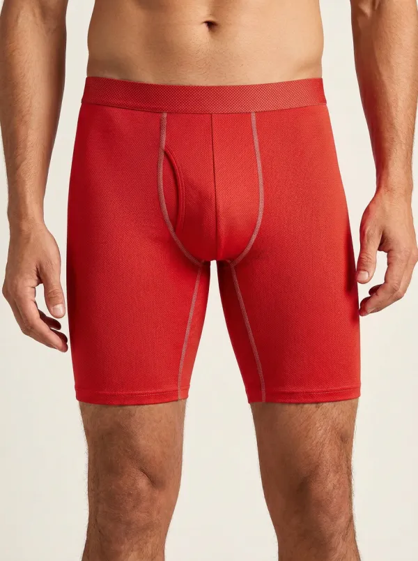 Men's Performance Grey Mesh Printed Boxer Briefs