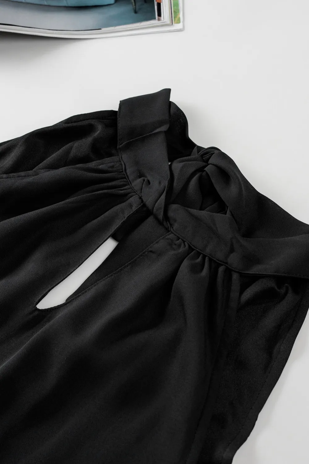 Black Keyhole Halter Neck Tank Top