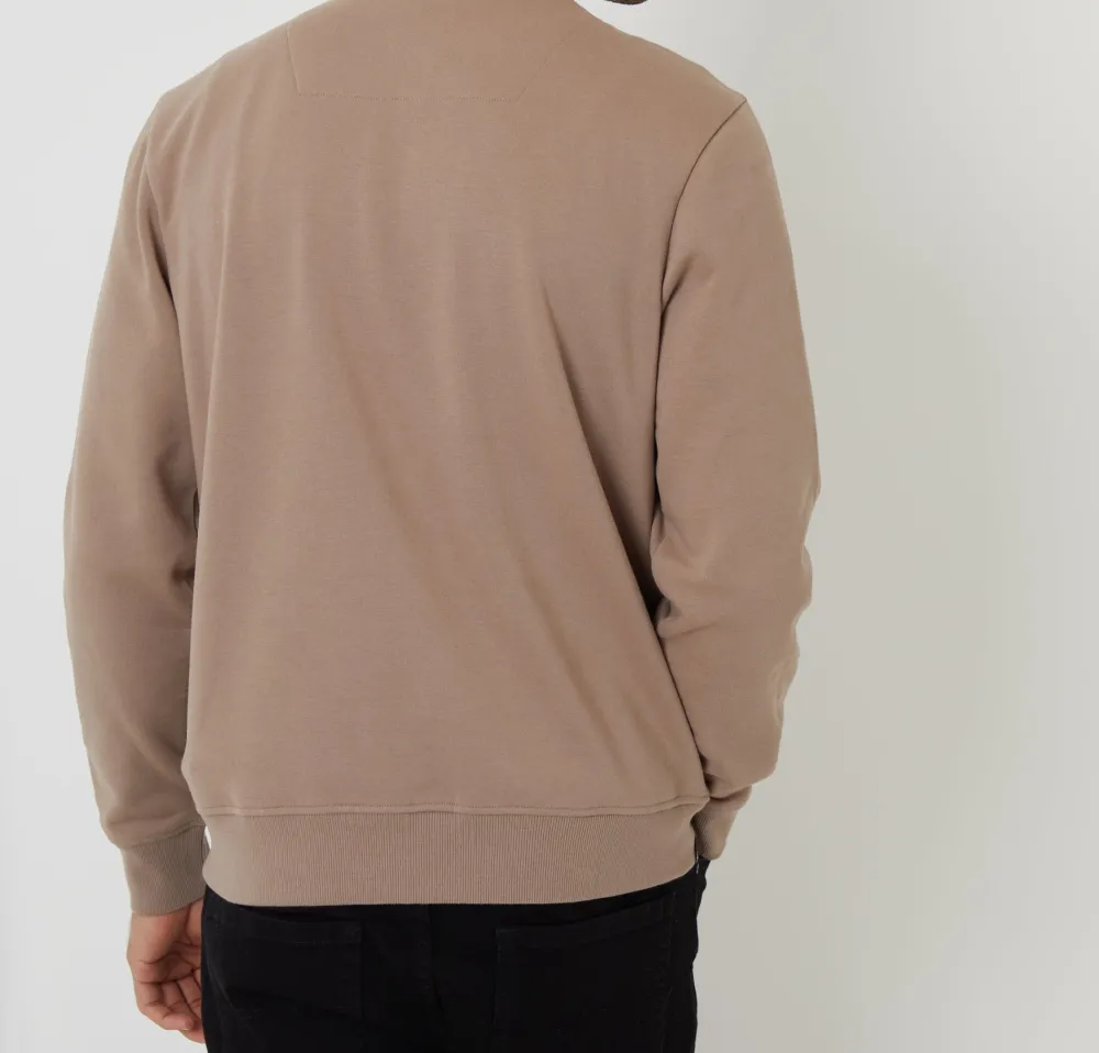 Men's Taupe Quarter-Zip Sweatshirt