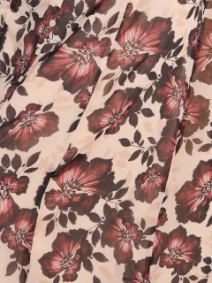 Fashion High Waist Floral V-Neck Short Sleeve Long Dress