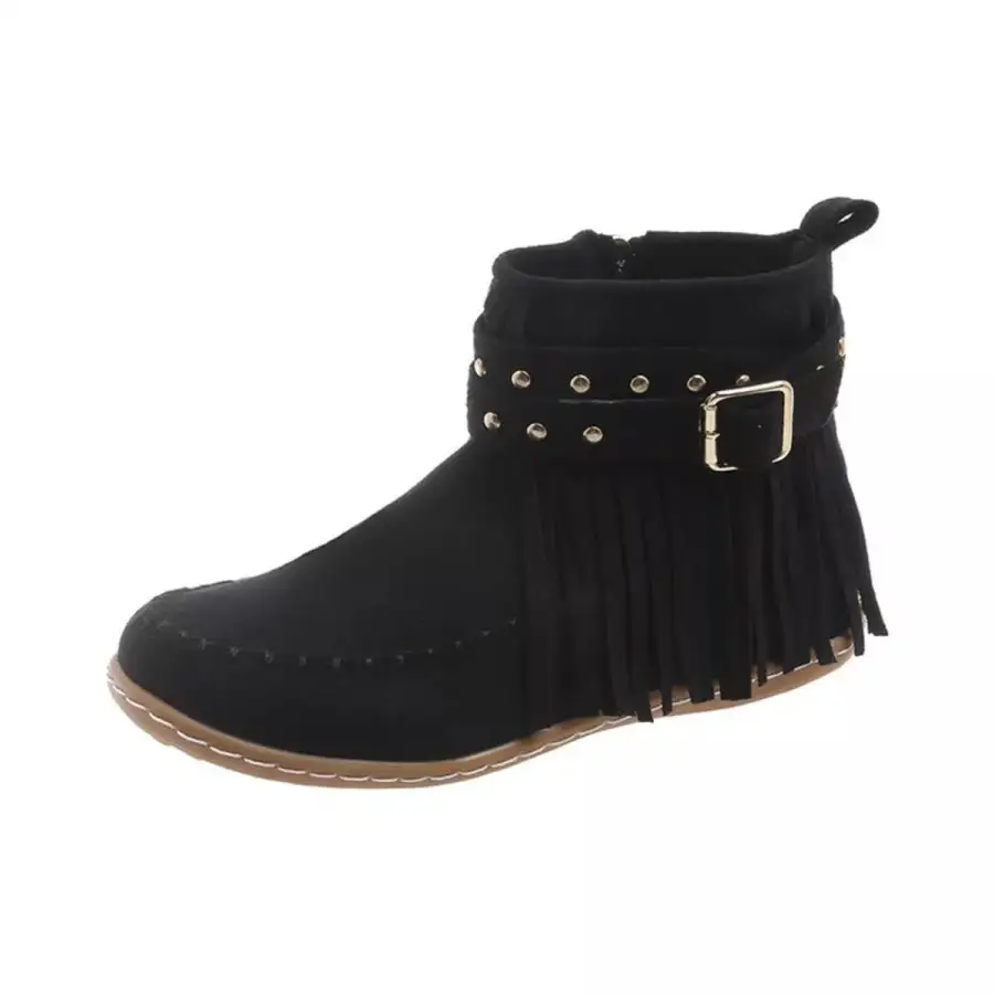Fringe Round Toe Boots