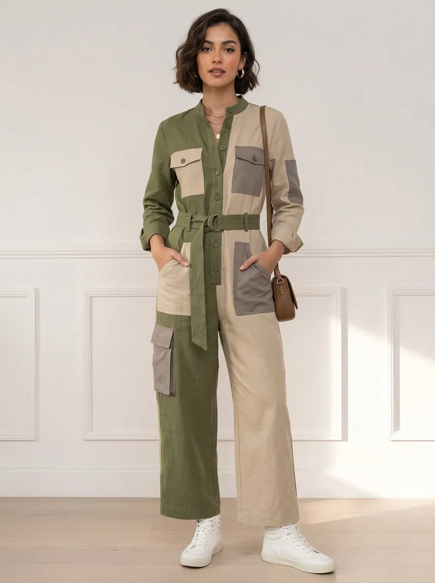 Women's Willow Utility Colorblock Cargo Jumpsuit