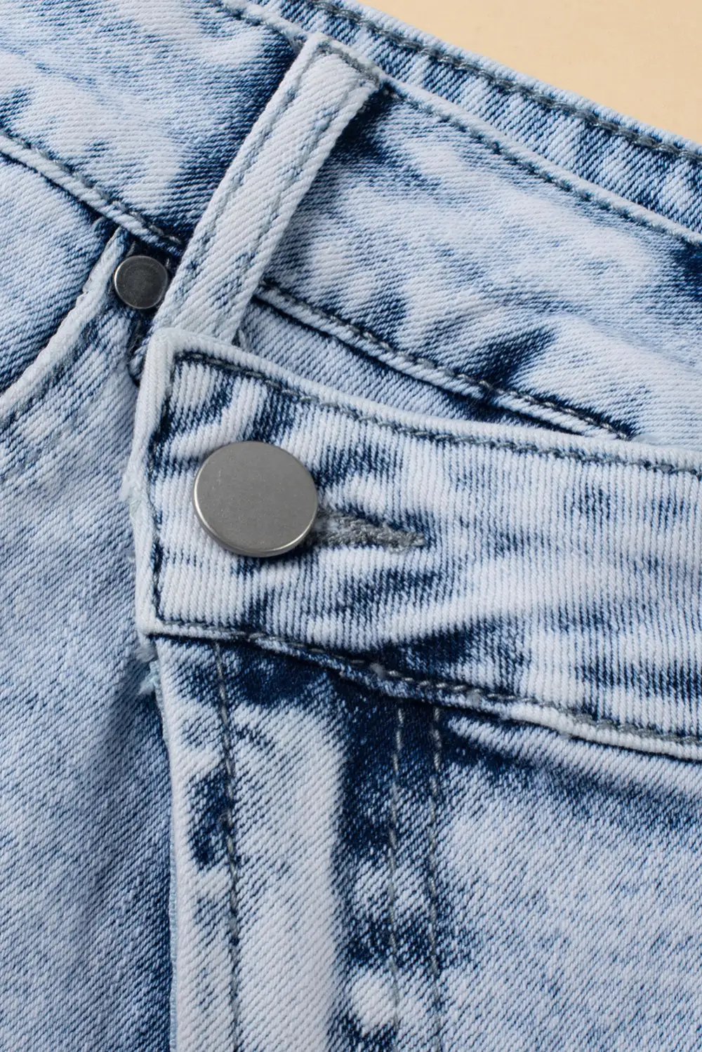 Light Blue Acid Wash Crossed Raw