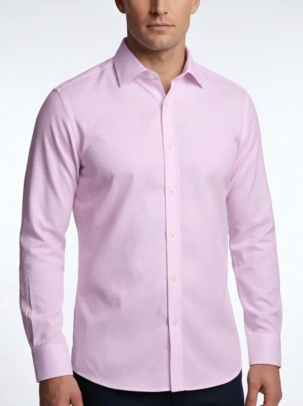 Men's Business Formal Solid White Textured Dress Shirt