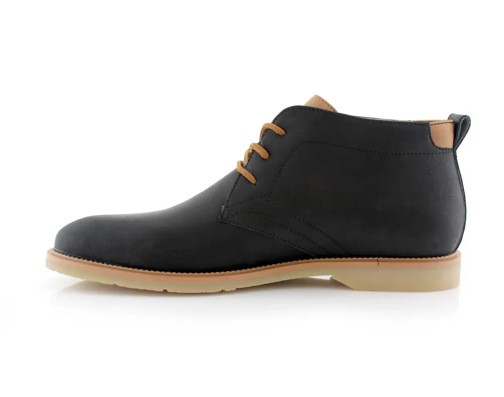 Faux-Leather Lace-Up Chukka Boots