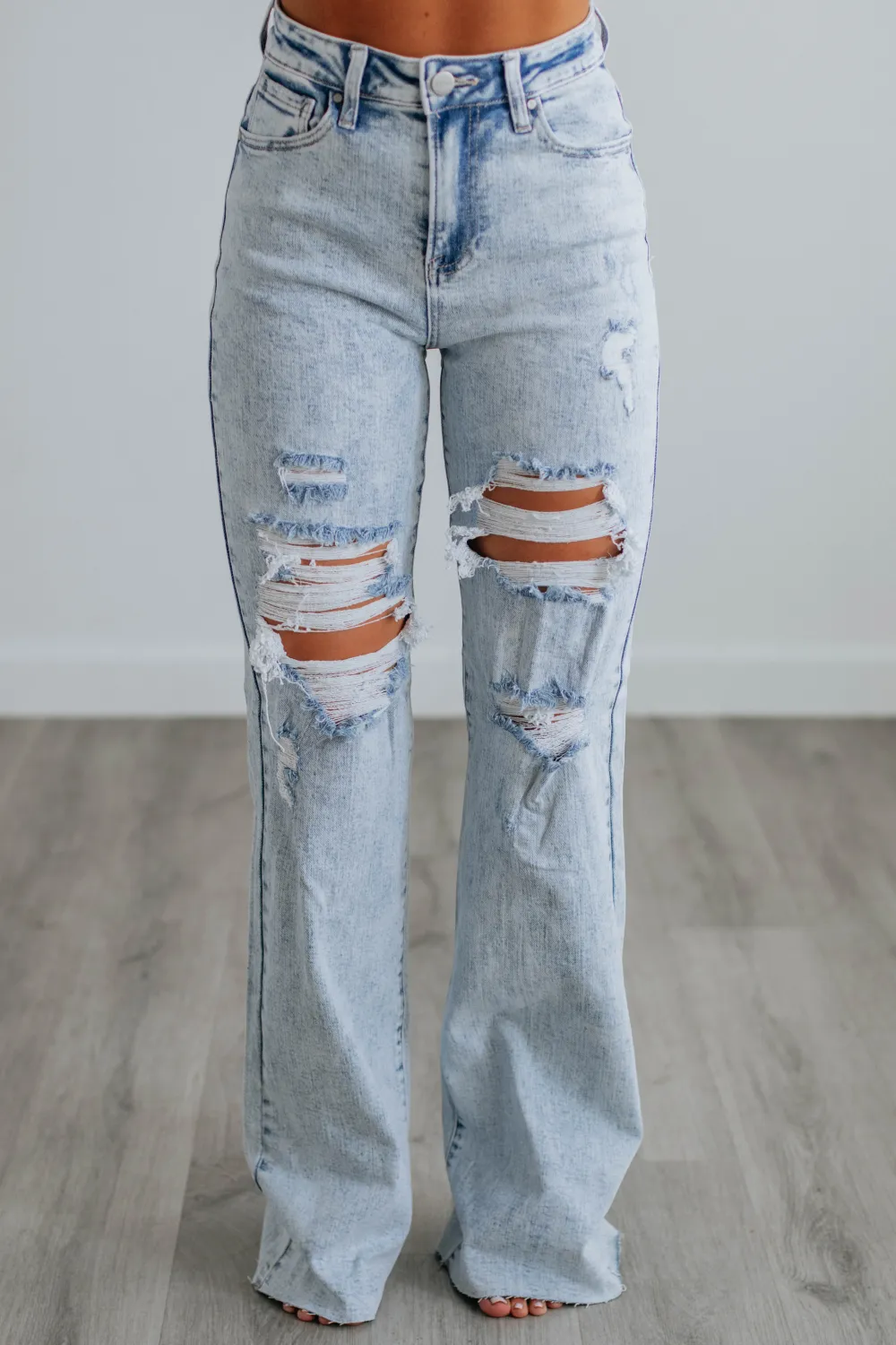 Women's High Rise Long Length Raw Hem Jeans