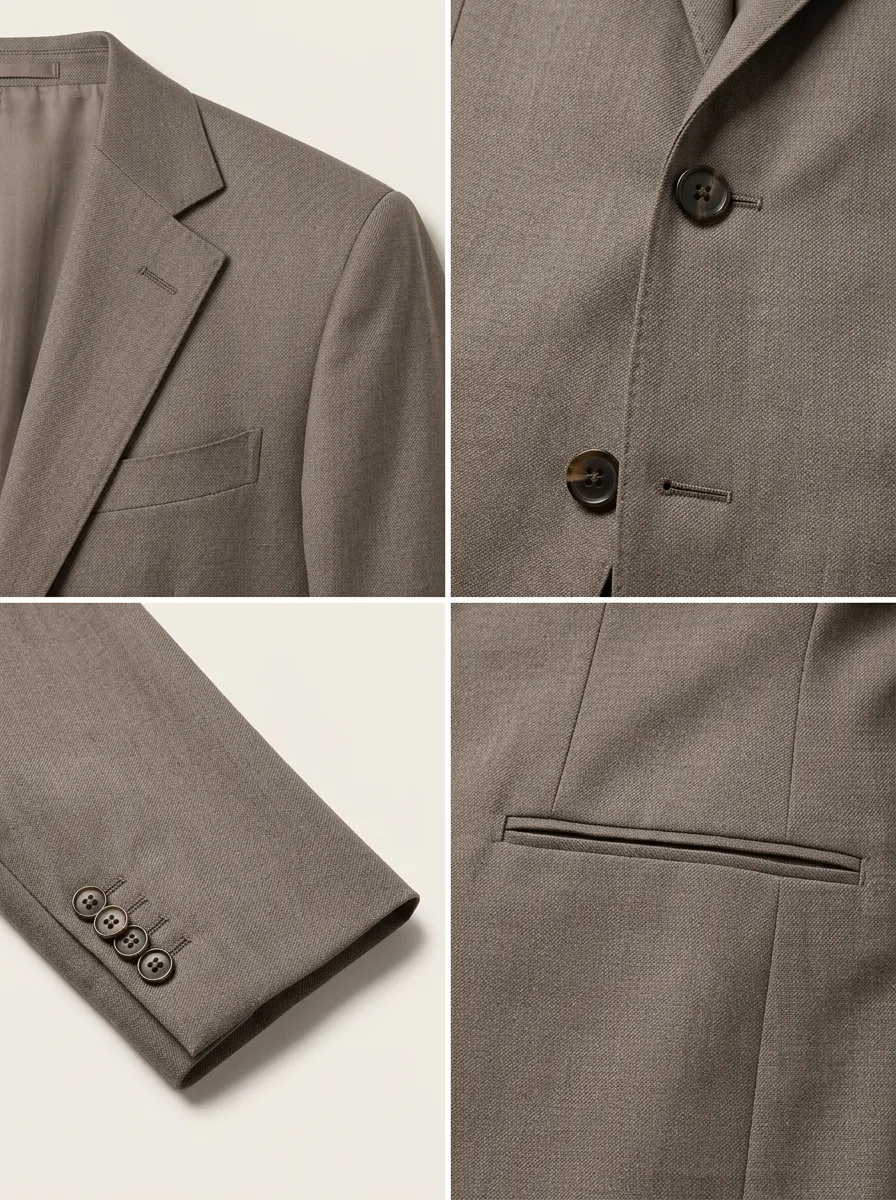 Men's Classic Business Taupe Solid Color Tailored Blazer