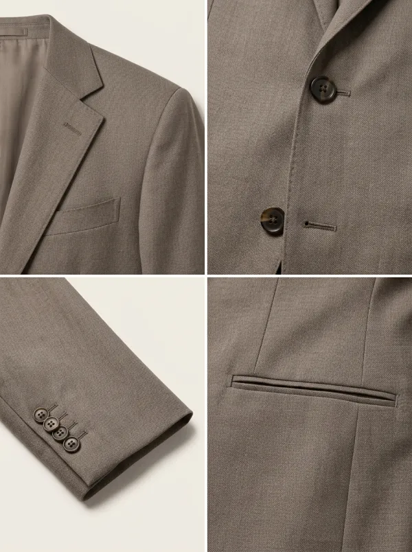 Men's Classic Business Taupe Solid Color Tailored Blazer
