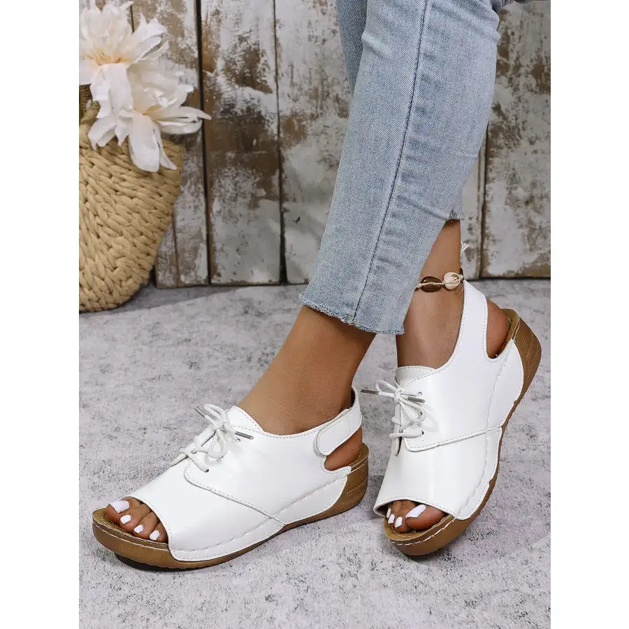 Casual Peep Toe Lace Up Comfort Sandals