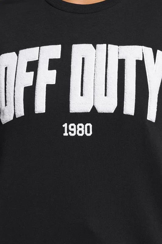 Black 'Off Duty' Slogan Sweatshirt detail 3