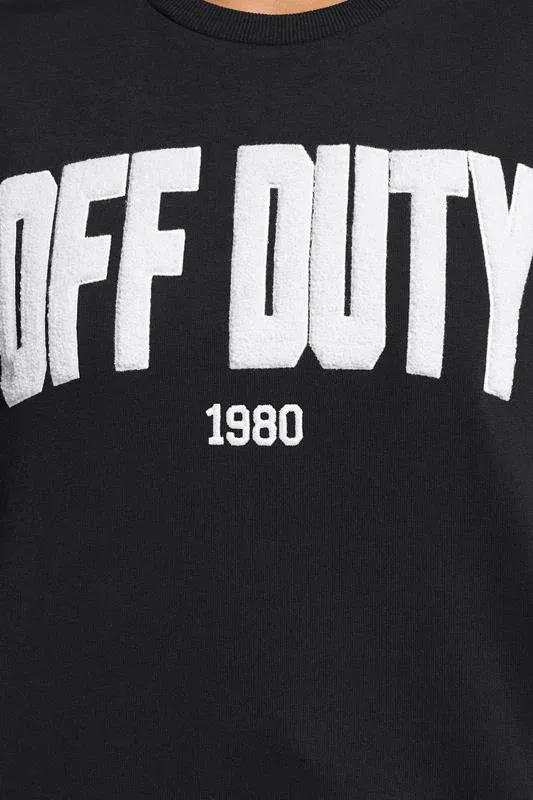 Black 'Off Duty' Slogan Sweatshirt