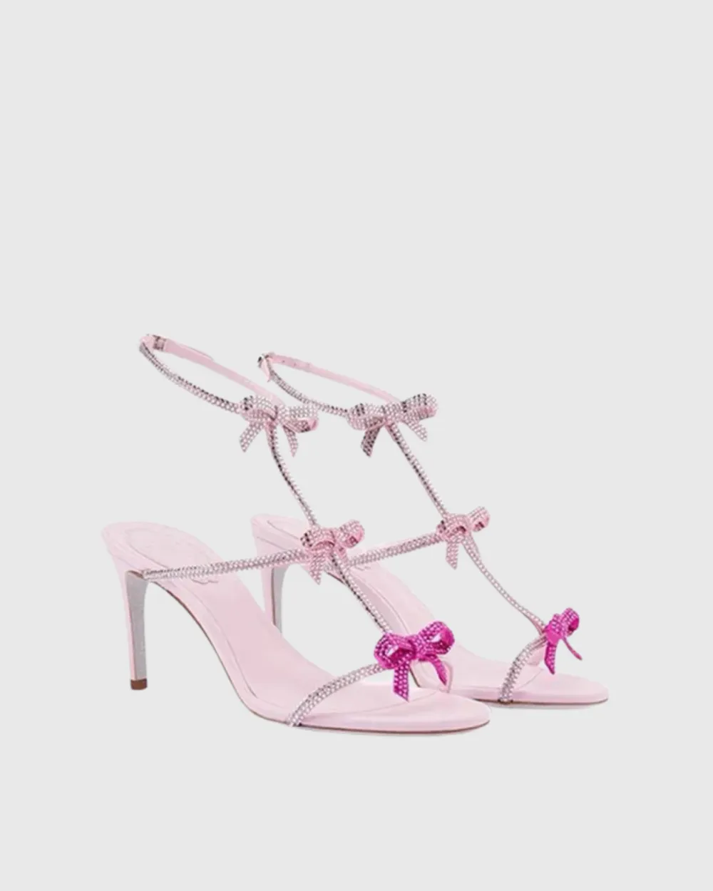 Rhinestone Bow Strap Sandals in Pink