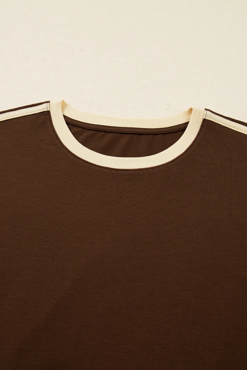 Dark Brown Varsity Striped Accent Tee