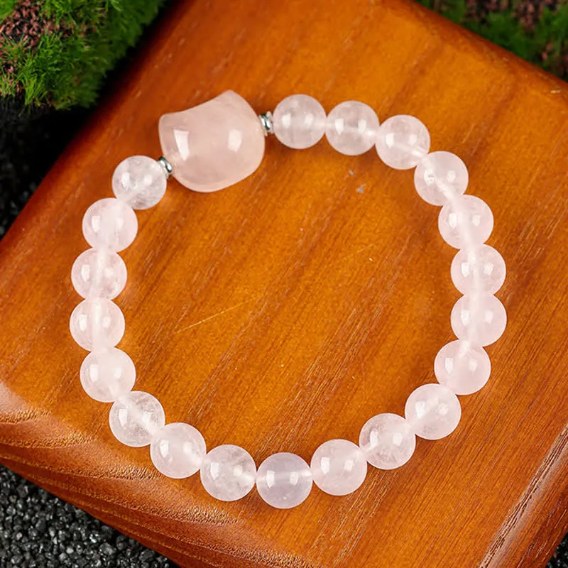 Cute Cat Design Lace Agate Clear Quartz Bracelet