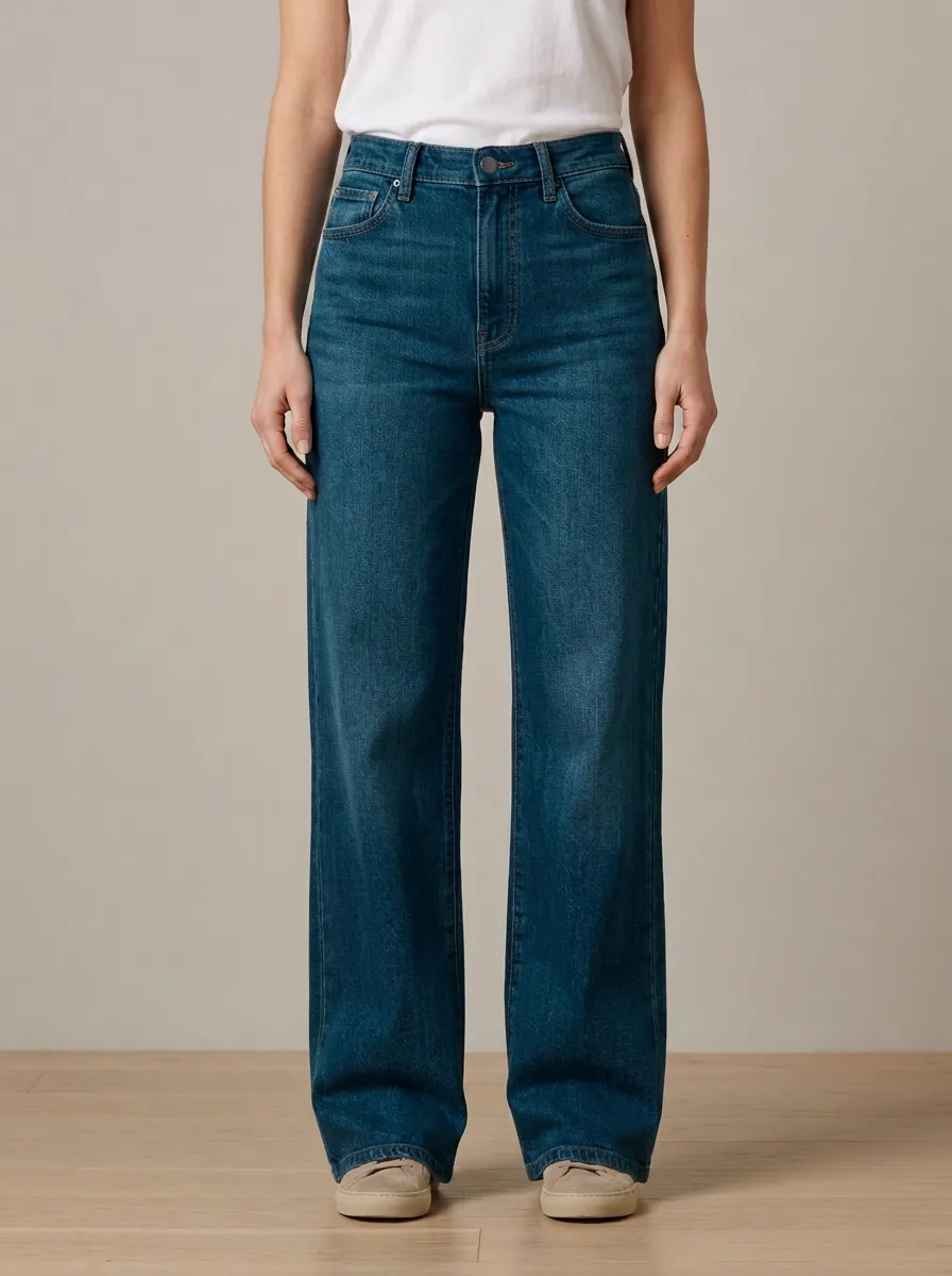 Polished Wide-Leg Denim Denim Jeans