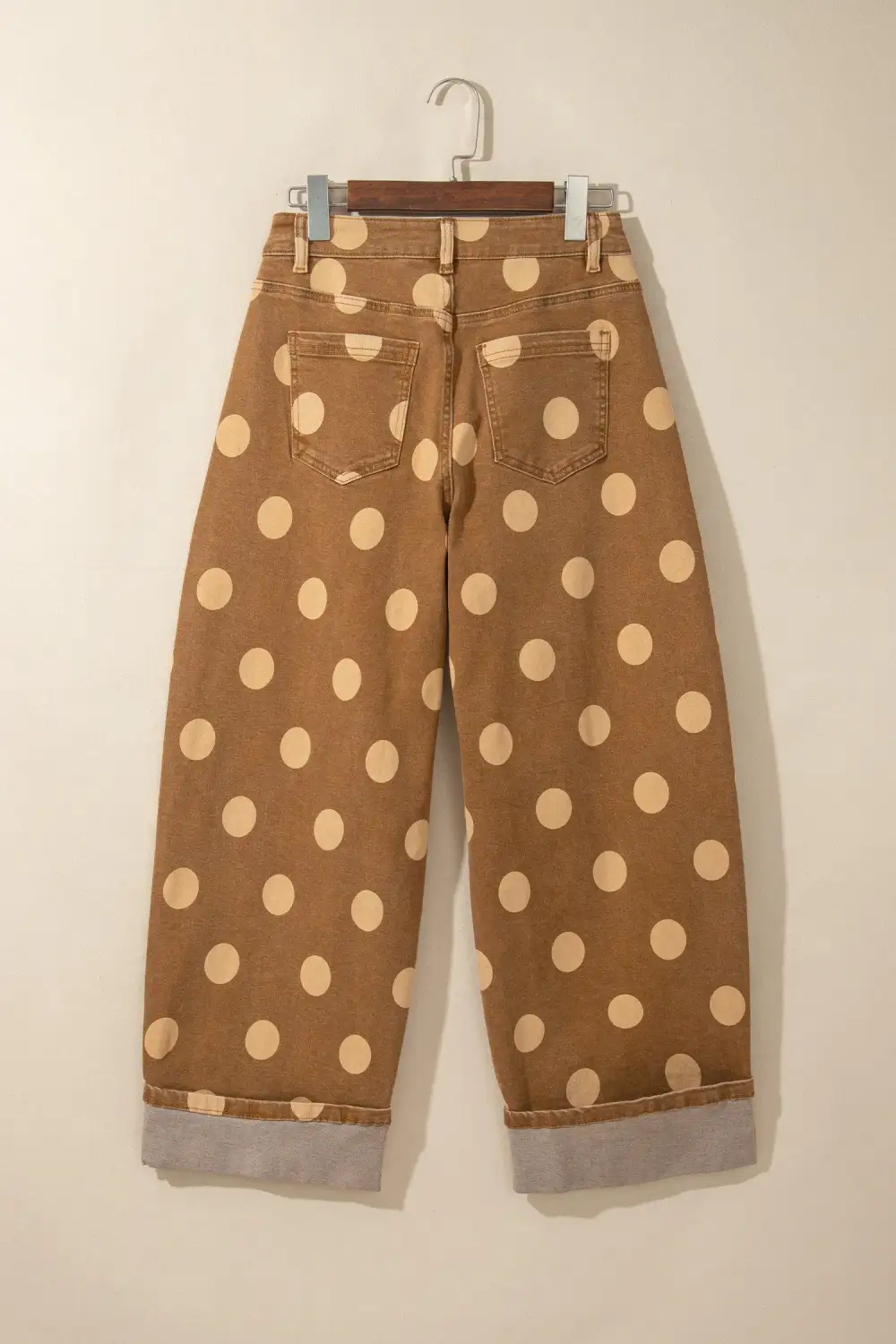 Women's Polka Dot Ankle Length Jeans With Metal Buttons