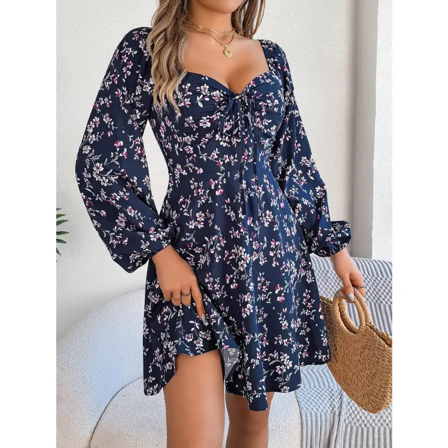 Sweetheart Neck Balloon Sleeve Mini Dress