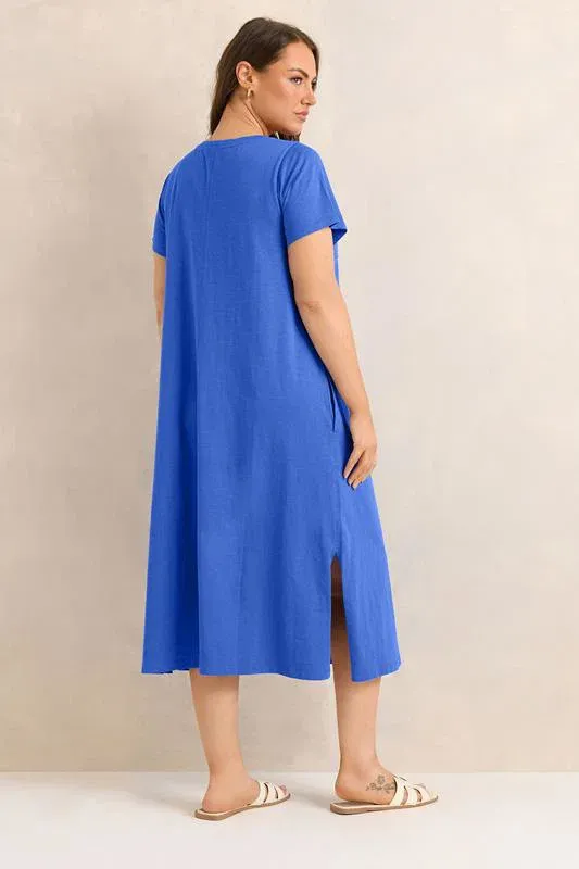Cobalt Blue Premium Cotton Dress