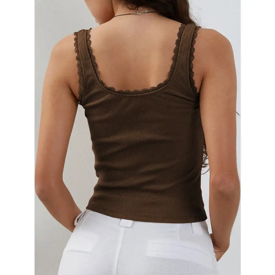 Lace Detail Square Neck Tank