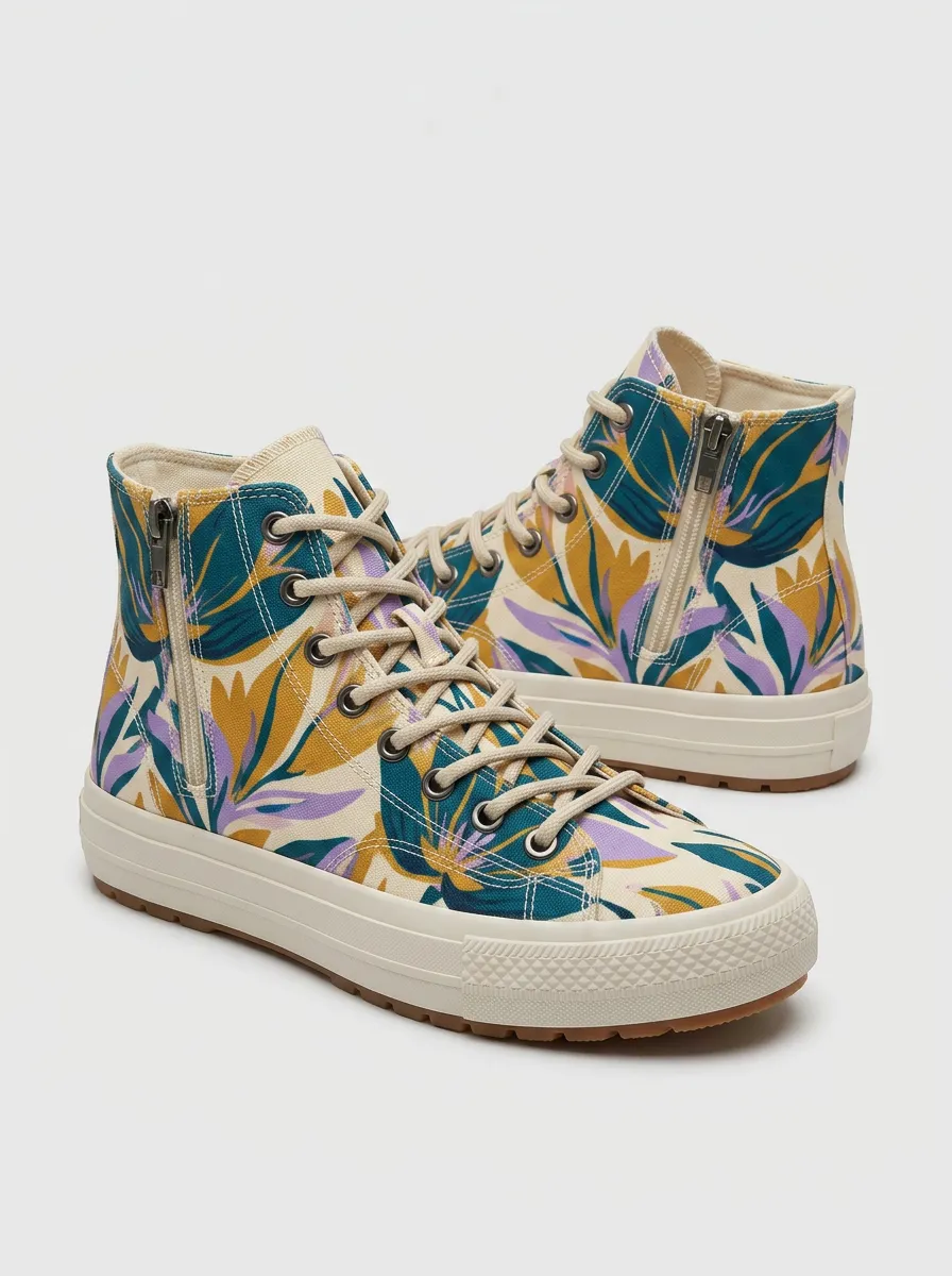 Women's Botanical Lover Tropical Leaf Printed high top shoes