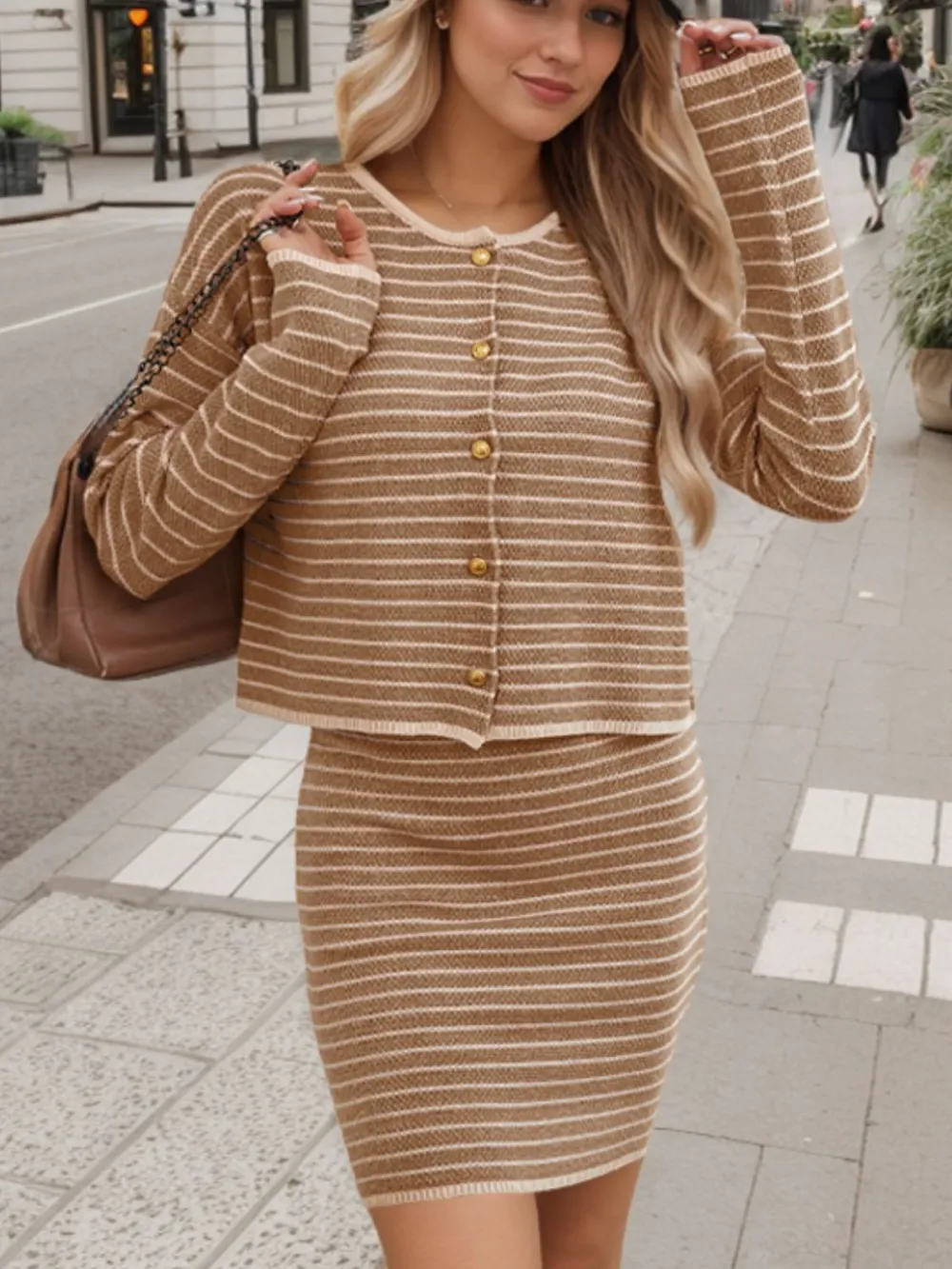 Gentle Button Front Long Sleeve Coordinated Set