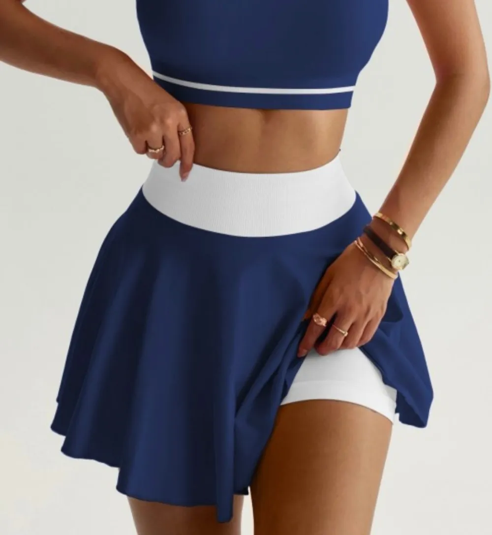 White-Navy Mini Skirt