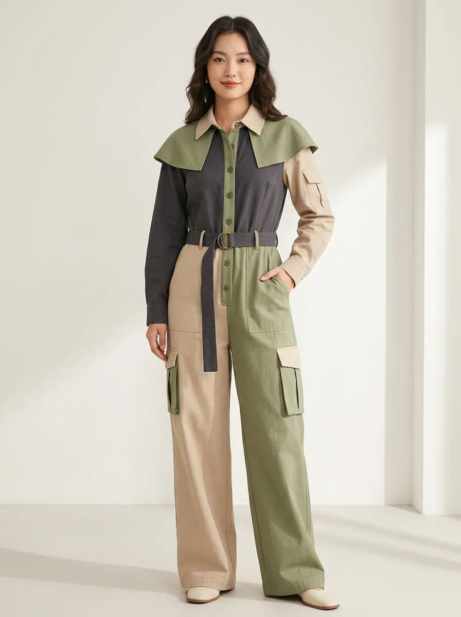 Women's Arden Utility Colorblock Cargo Jumpsuit
