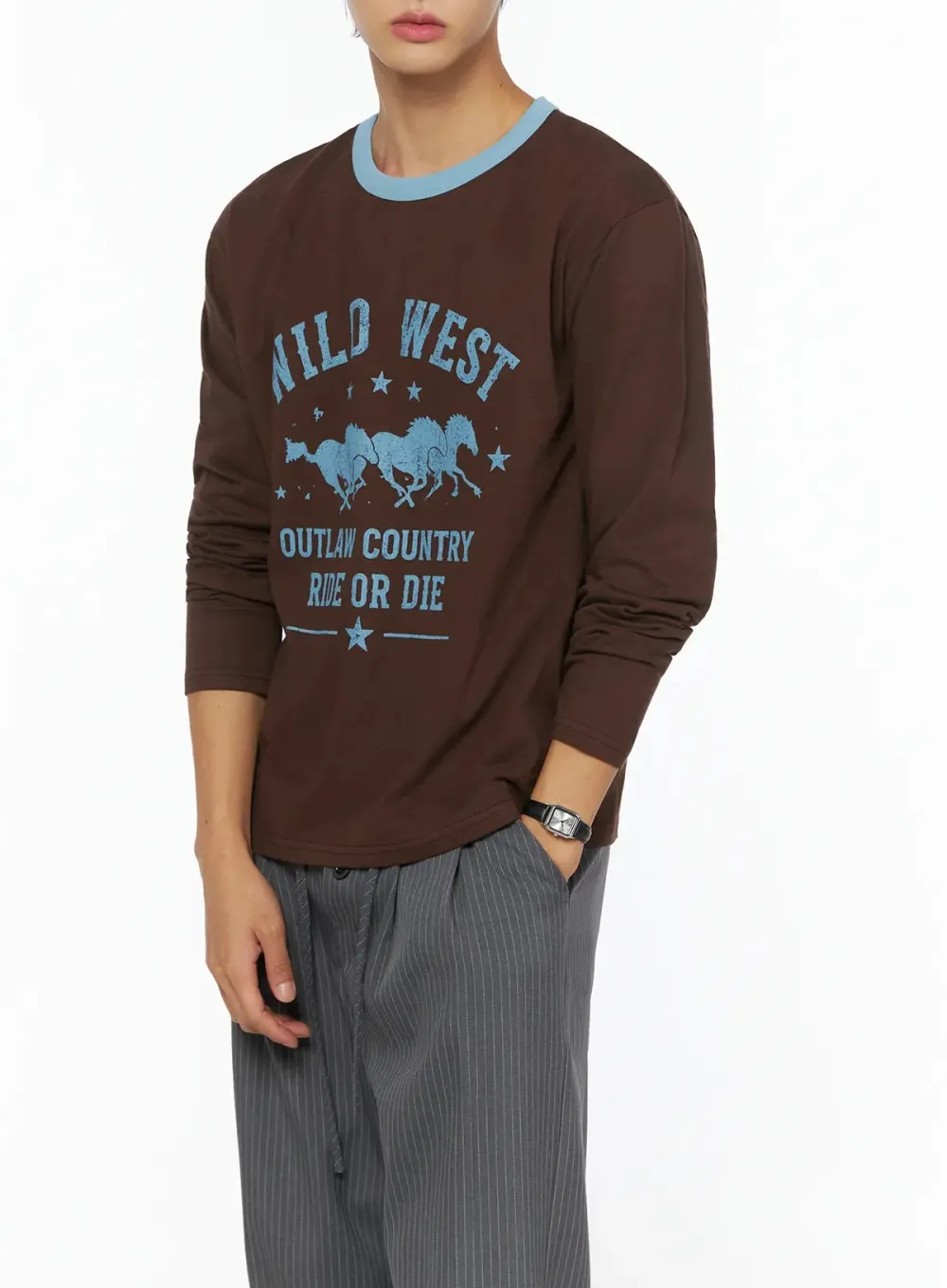 Men's Graphic Long Sleeve Ringer Tee