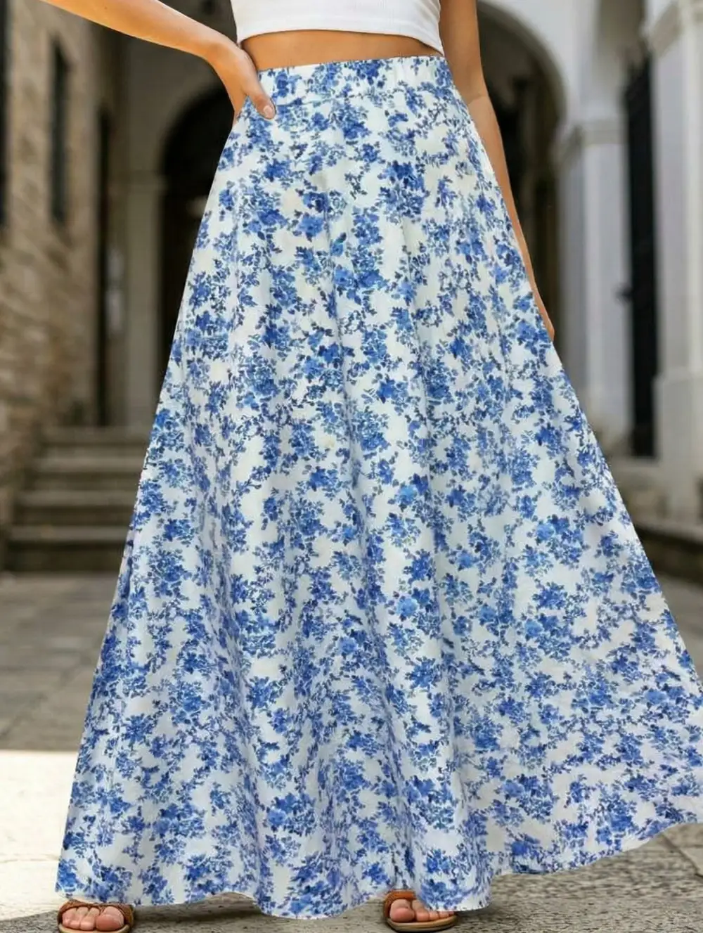 Elegant Printed Midi Skirt