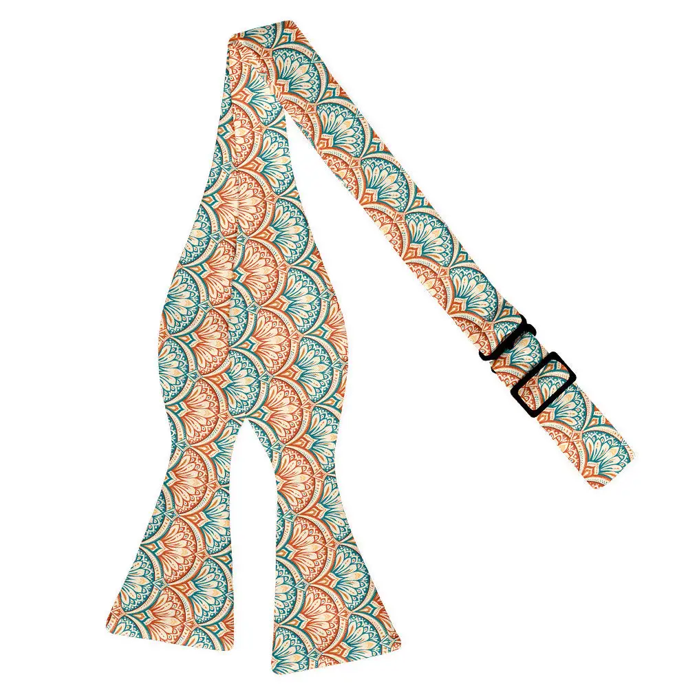 Deco Fan Bloom Motif Bow Tie