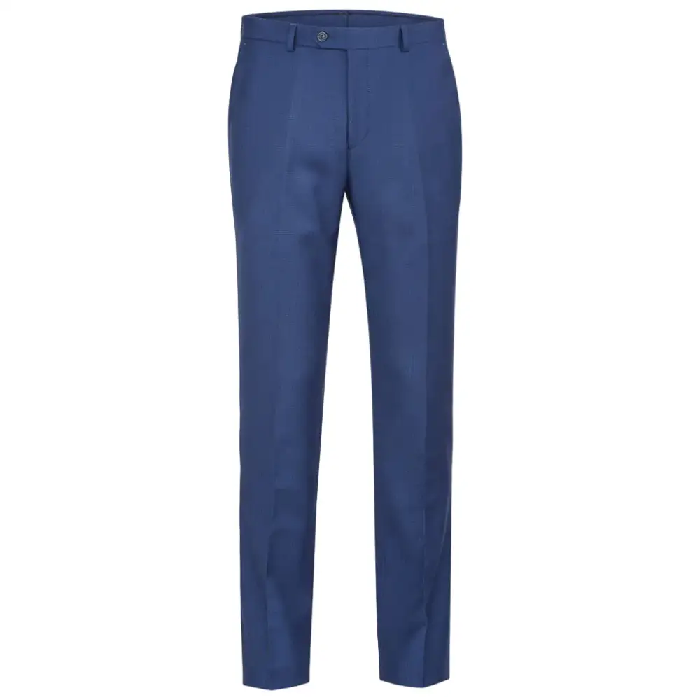 Blue Regular Fit Flat Front Dress Pants